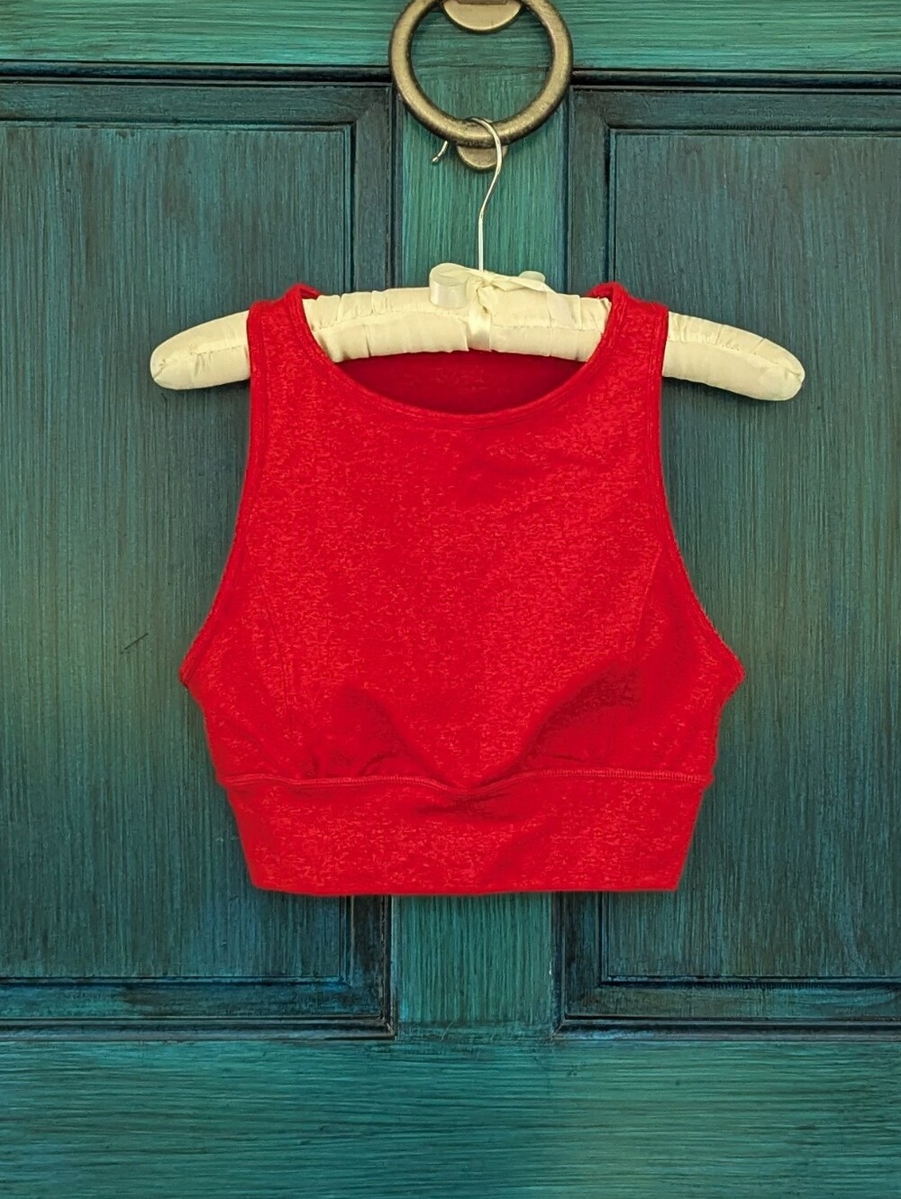JoyLab Red High Neck Racerback Workout Crop Top | Medium